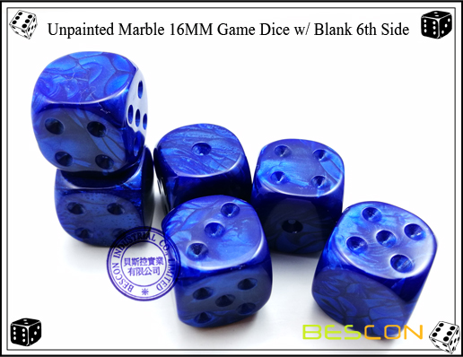 Un-painted Marble Dice 16MM with Blank 6th Side-8