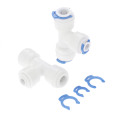 2Pcs T Type Reverse Osmosis Aquarium Quick Fitting 1/4" 3/8" OD Hose Equal Connection Tee RO Water Pipe Coupling Connector