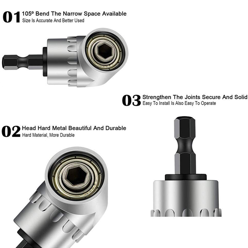 105 Degree Screwdriver Holder Adapter Adjustable Connecting Rod Power Tools Reversible Corner Drill Bit Durable Accessories