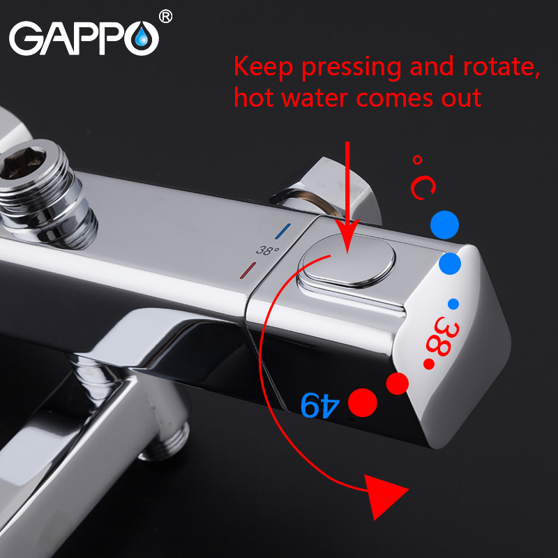 GAPPO Shower System Bathroom Faucet Water Mixer Tap Thermostat Faucet Waterfall Wall Mount Shower Faucet Rain Shower Set