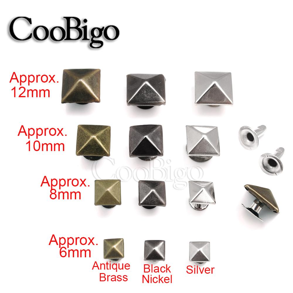 50pcs Pyramid Square Base Spikes Punk Garment Rivet Cap Stud For Hat Jeans Shoes Leather Cap bag Diy Craft Accessory