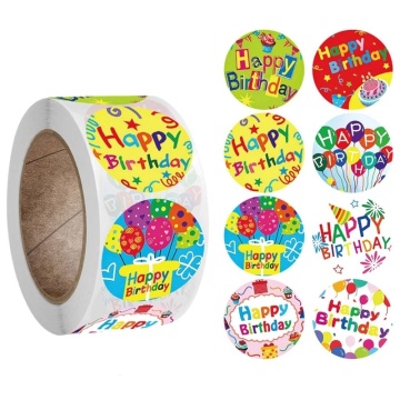 500pcs/roll happy birthday sticker 8 colorful ballon designs for party gift package sealing labels decoration stationery tapes