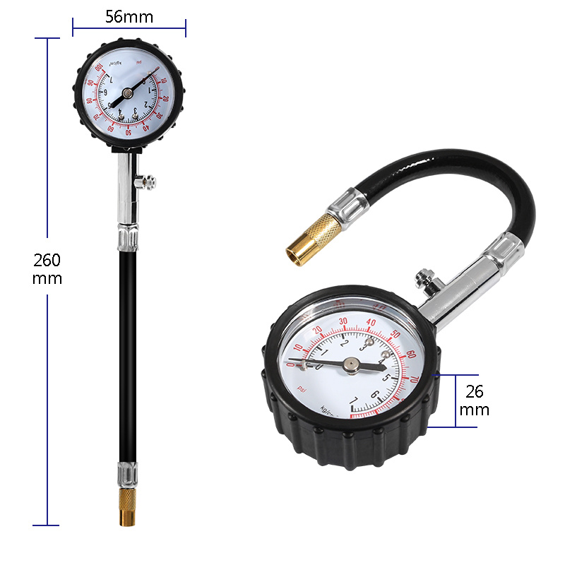 YCCPAUTO Long Tube Tire pressure gauge meter 0-100Psi High-precision Tyre Air Pressure Tester For Car Motorcycle Universal