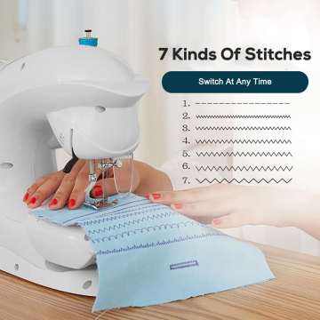Portable Sewing Machine Household Multifunction Pedal Straight Line Speed Crafting 7 Stitches Electric Sewing Machine With LED