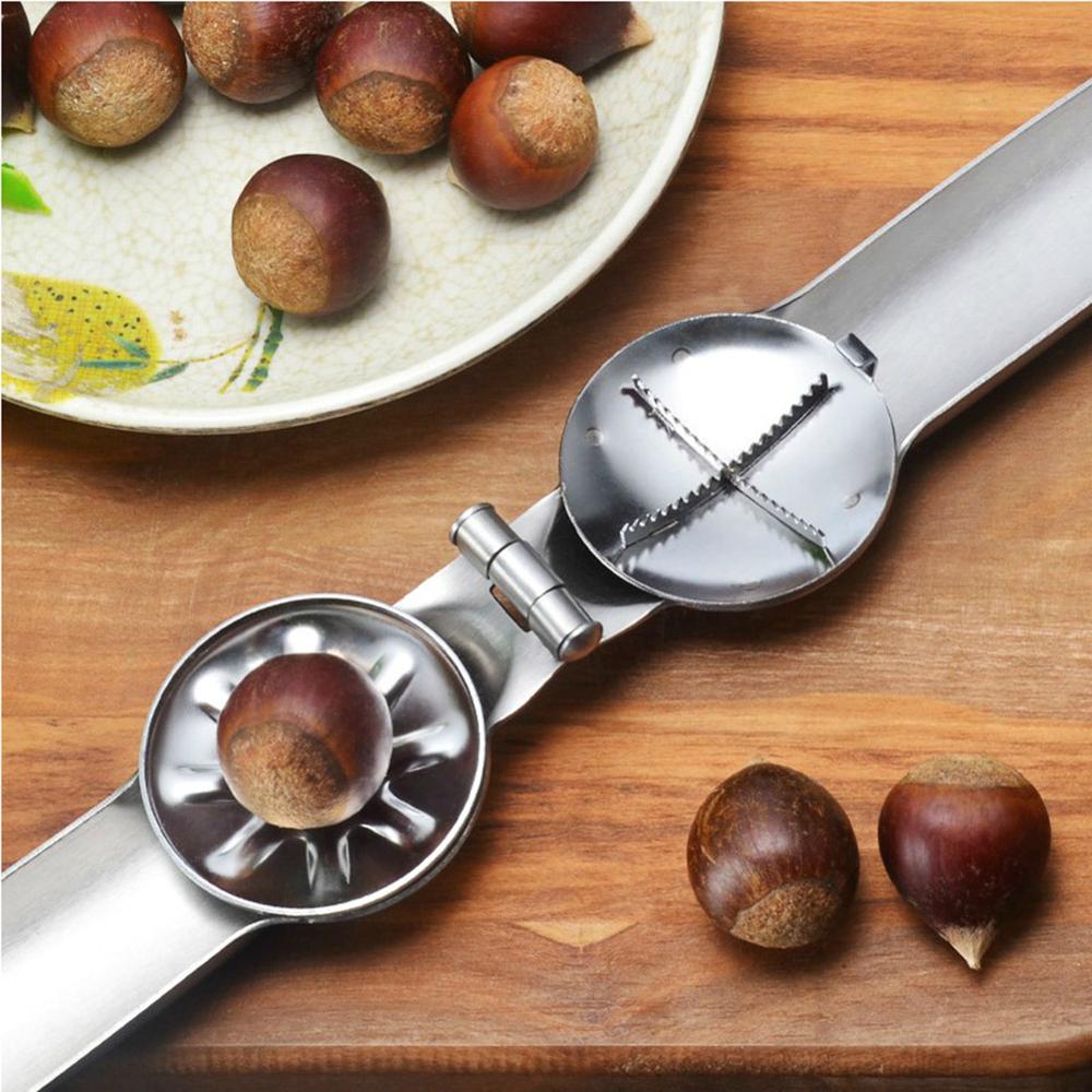 Stainless Steel Nutcracker 2-In-1 Chestnut Clip Nutcracker Peeling Machine Peeling Chestnut Walnut Shelling Tool Drop Shipping