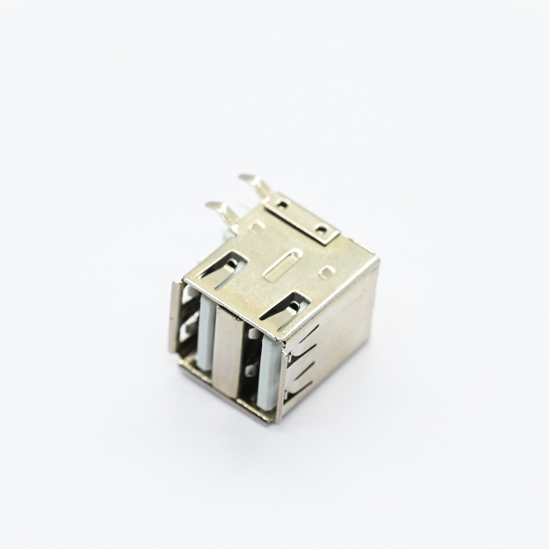UAFR05-B-L-P-G0-A-A-A+USB A Type Receptacle Double Stack Angle DIP13.14mm（4）
