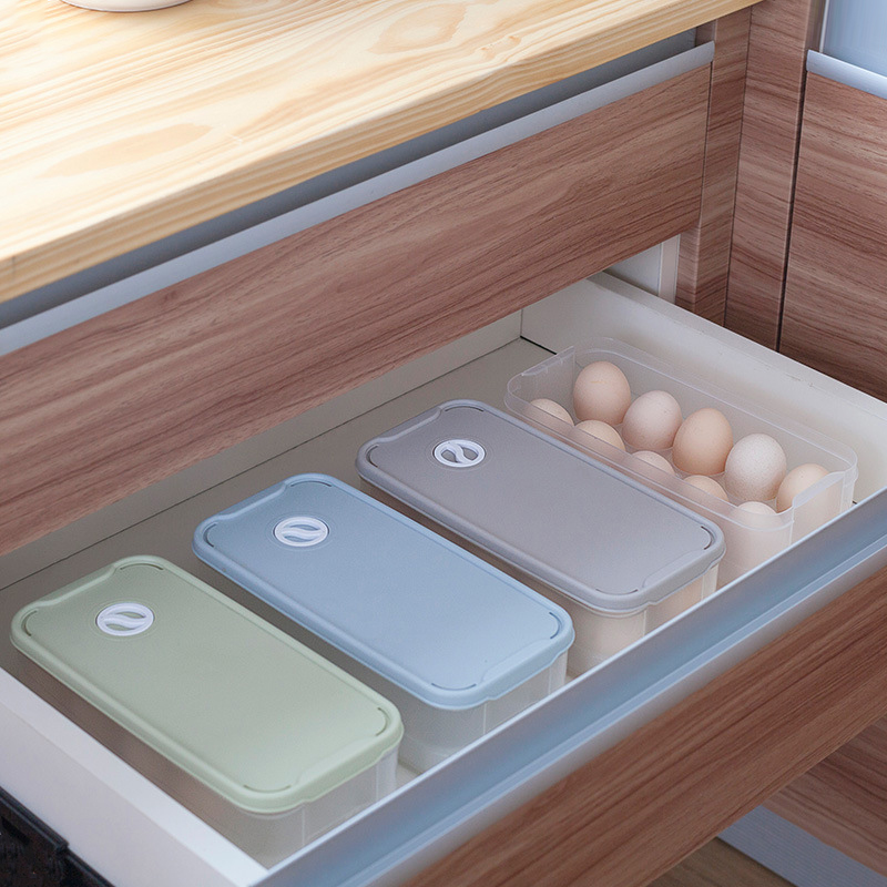 Egg Storage Case Holder Box Fridge Freezer Eggs Storage Boxes Bins Organization Egg Storage Box 10 Grid Food Container Kitchen