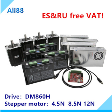 ES&RU free VAT!4 Axis CNC Router Lathe Kit:Nema 34 Stepper Motor +DM860H Motor Driver+MACH3 Breakout Board+Power supply