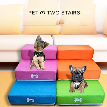 Breathable Mesh Foldable Pet Stairs Detachable Pet Bed Stairs Dog Ramp 2 Steps Ladder for Small Dogs Puppy Cat Bed Cushion Mat