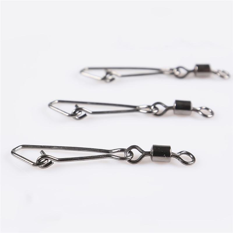 JOSHNESE 50PCS Stainless Steel Swivels Fishing MS+QL Interlock Rolling Swivel With Hooked Snap Fish Hook Connector