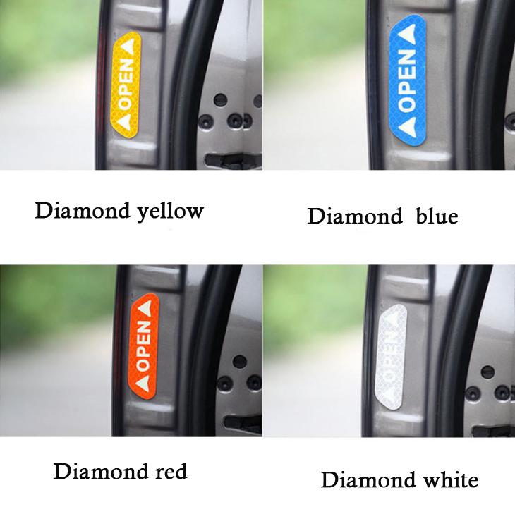 4 PCS/set Car Reflective Strips Car Door Wheel Eyebrow Sticker Decal Safety Mark Reflective Strips Warning Tape Stickers