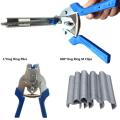 Hog Ring Plier Tool and 600pcs M Clips Staples Chicken Mesh Cage Wire Fencing Repair Hand Tools