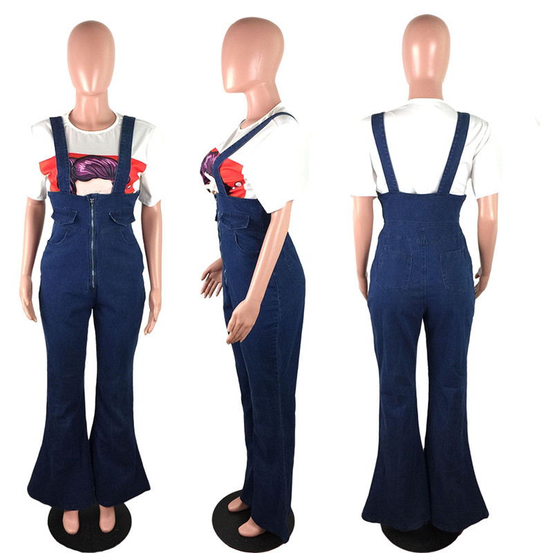 Women Flare Jeans High Waist High Quality Strap Casual Strech Skinny Jeans Overalls Pants Free Shipping Wholesale Dropshipping