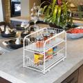 2-Layers White Metal Kitchen Organization Shelf