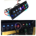 Colorful 12V 6 Gang Rocker Switch Panel Circuit Breaker LED Voltmeter RV Car Marine Boat Switch Panel Led Switch Panel Auto