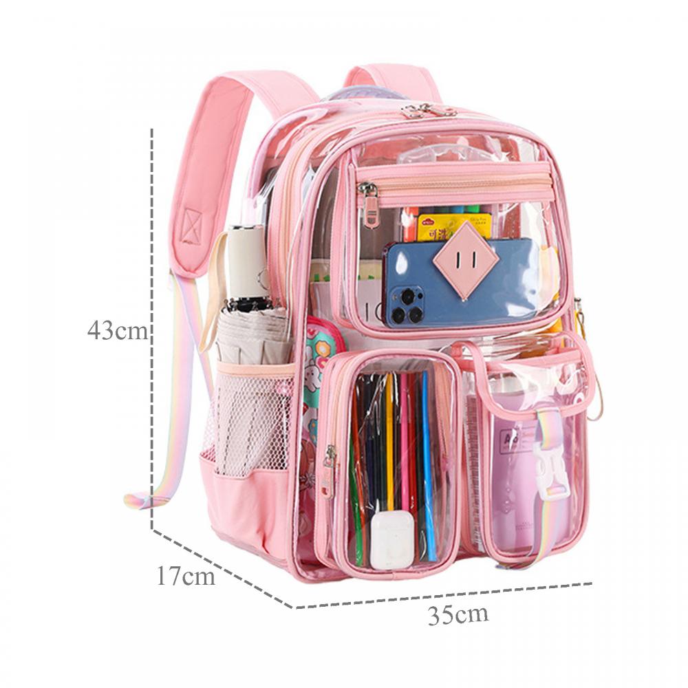 WYCY Clear Backpack Heavy Duty PVC Transparent Bag Girl