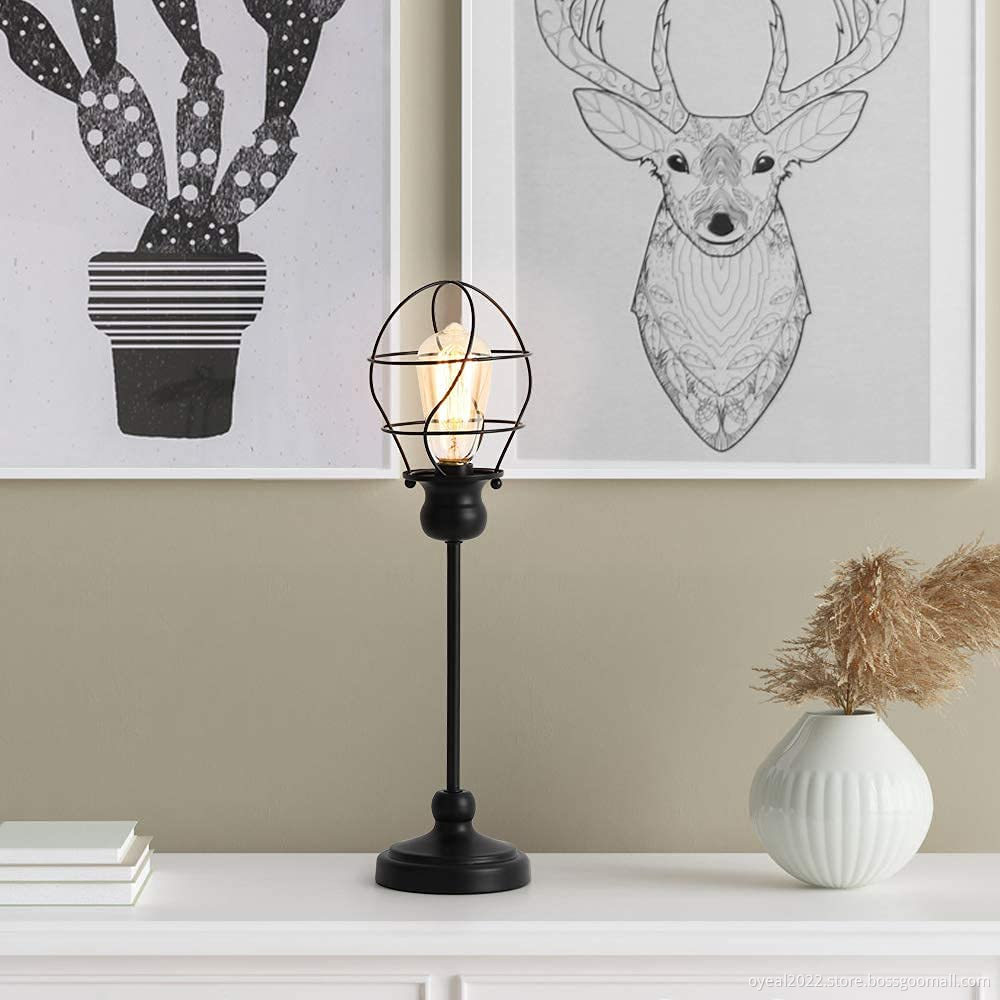 Geometric Desk Lamp with Metal Wire Cage