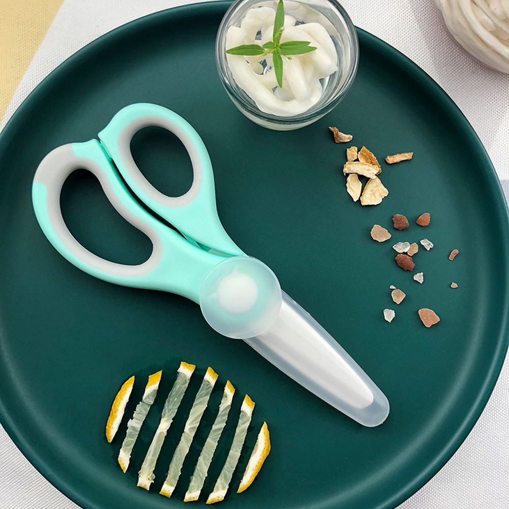 Baby Food Scissors Portable Baby Feeding Aid with Cutting Box Food Kitchen Scissors Baby Children Supplies Tableware for Health