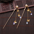 Chinese Traditional Metal Alloy Hair Pin Clip Vintage Butterfly Tassel Hair Sticks For Women Wedding Hair Jewelry Accessories