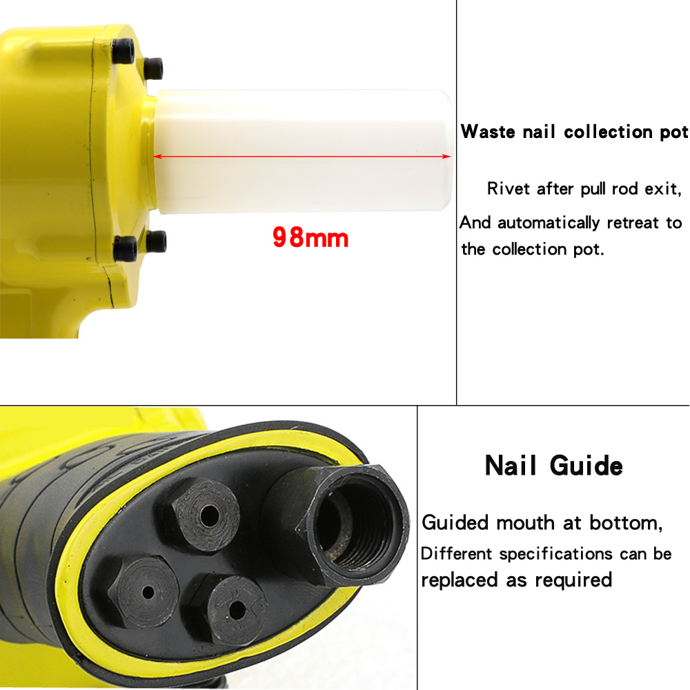 Pneumatic Air Blind Rivet Gun With 40 Pcs Nail Automatic POP Riveters Riveting Tool for 2.4mm 3.2mm 4.2mm 4.8mm