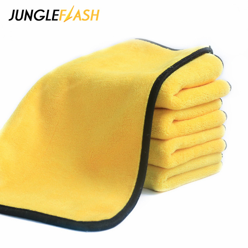 JUNGLEFLASH Car Wash Microfiber Towel Car Cleaning Drying Cloth Hemming Car Care Cloth Detailing Car Wash Towel