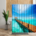 Sea Beach Scenery Shower Curtain For Bathroom Decor Sunlight Ocean Green Coconut Bath Screen Sunset Backgdrop Fabric 3D Curtains