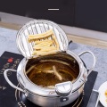 Kitchen Gadgets Japanese Style Fryer with Lid and Thermometer Home Mini Induction Cooker Gas Fryer Japanese Style Small Oil Pan