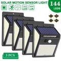 Solar Lights Outdoor 144 LED 3 Optional Modes Solar Motion Sensor Lights Security Lights for Porch Garden Yard Fence Patio Deck