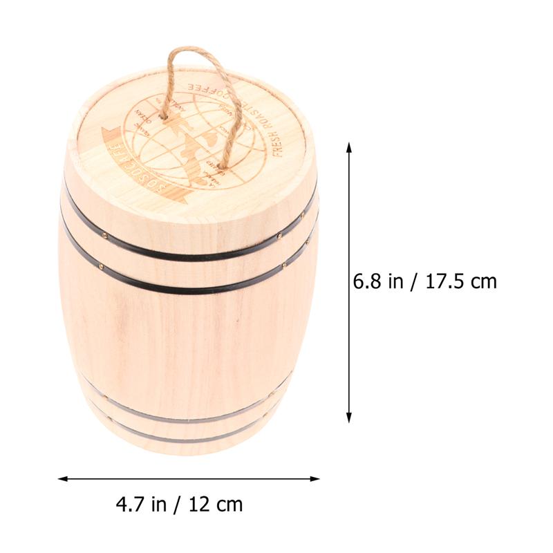 1pc Wooden Barrel Pen Container Desk Organizer Wooden Ornament Wooden Cask for Coffee Bean Tea Small Objects Holder