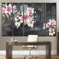Custom Hand Painted Beautiful Flowers Wall Painting Chinese Style Bedroom Living Room Sofa TV Background Decor Mural Wallpaper
