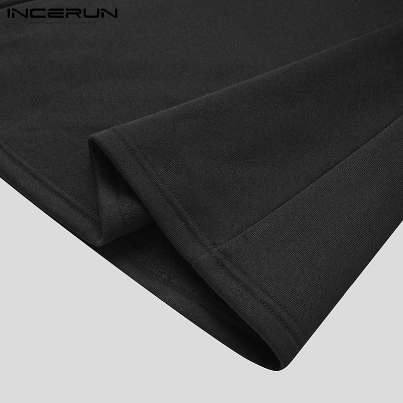 INCERUN Fashion Men Cloak Coats Solid Color Loose Capes Lapel Single Breasted Trench Streetwear Chic Mens Jackets Ponchos S-5XL