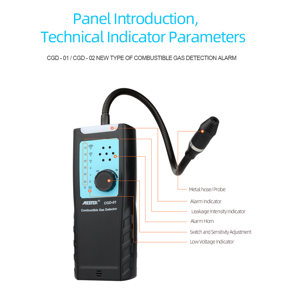 MESTEK Gas Analyzer Meter Automotive Combustible Gas Sensor Detector Air Quality Monitor Gas Leak Detectors with Alarm