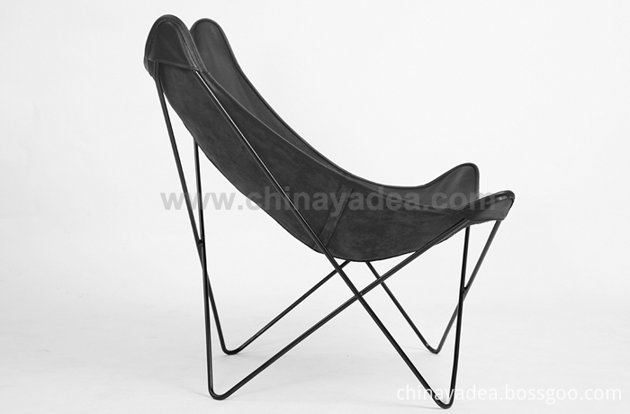 Leather Metal Frame Butterfly Lounge Chairs