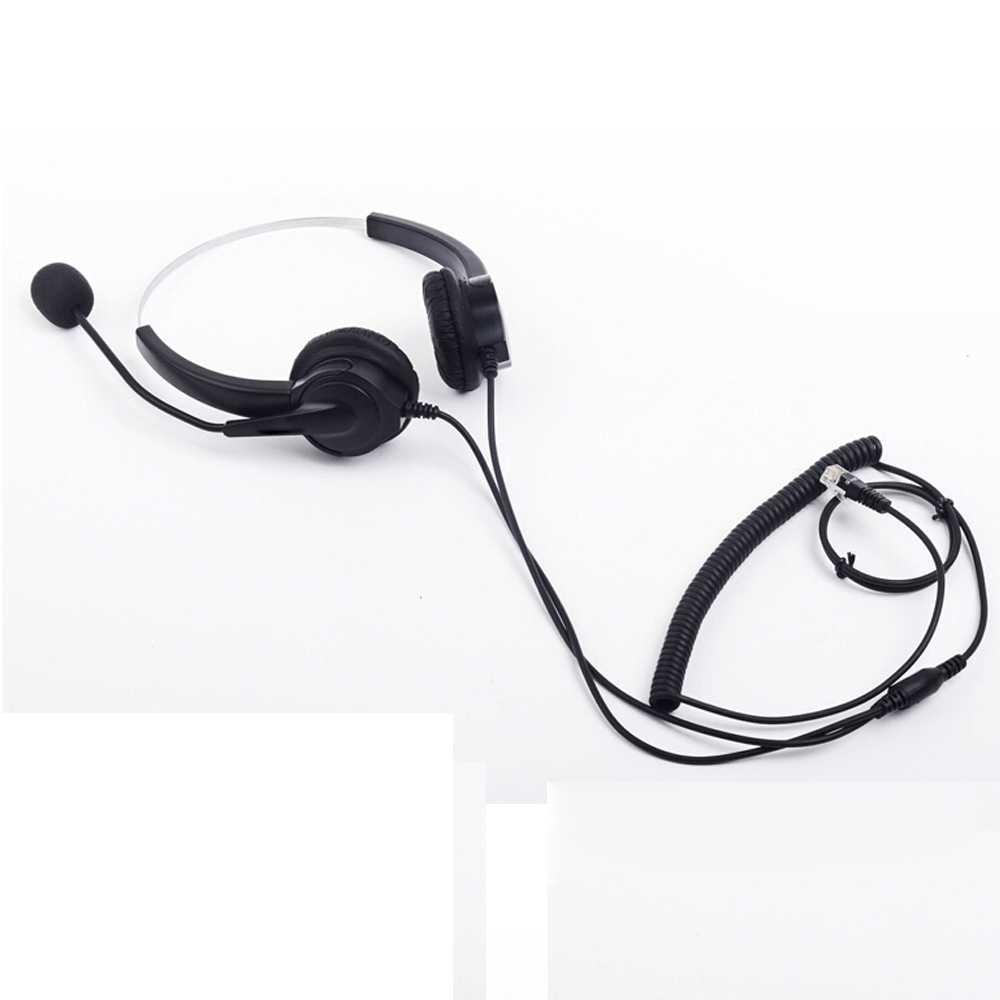 Corded Binaural Telephone Headset, Hands-Free Noise Cancelling 4-Pin RJ9 Telephone Headset for Call Center and Telemarketing