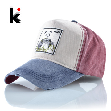 Fashion Baseball Caps Women 100% Cotton Snapback Dad Hats For Men Spring Summer Panda Pattern Embroidery Hip Hop Bone Gorras