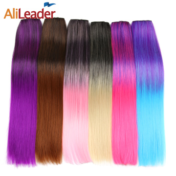 Alileader New Arrival 120g 24inch Straight Smooth Hairpiece 15 Clips Clip In Hair Extension Synthetic