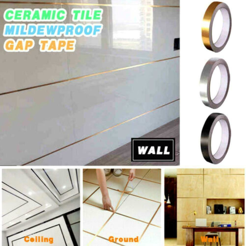 Silver Ceramic Tile Mildewproof Gap Tape Decor Self Adhesive Wall Floor Tape Sticker For Home Wall Decor Gold Black Tapes 50M