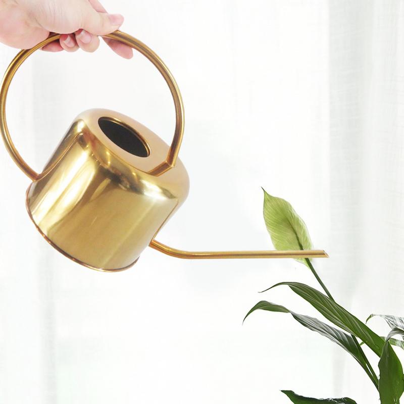 garden watering can European Gardening Watering Can Pot Stainless Steel 1300ml Household Shower Pot Gold Small Watering Flower