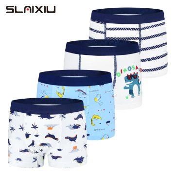 SLAIXIU 4 Pcs/lot Kids Boys Underwear Cotton Shorts Boxer briefs Panties basketball Pattern Soft Children's Underpants 4-14y
