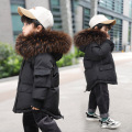 Boys Winter Coat Children Down Jacket Real Fur Collar Hooded Down Jackets Girls Thicken Outerwear Kids 2-8years snowsuit TZ597