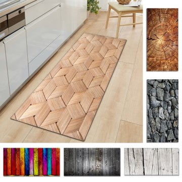 Kitchen Carpet Mat Wood Grain Printed Non-slip Floor Mat For Living Room Door Mats Entrance Decoration Floor Mat Carpet