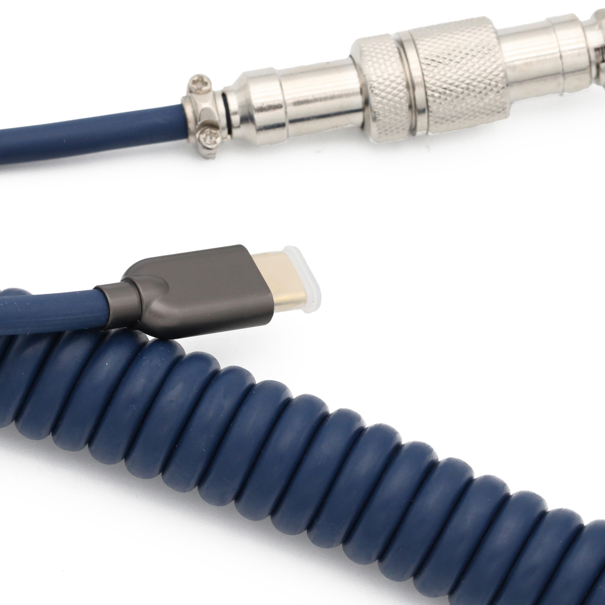 GKs Space Cable Aviator Dark Blue Custom usb c port coiled Cable wire for Mechanical Keyboard GH60 USB cable type c USB