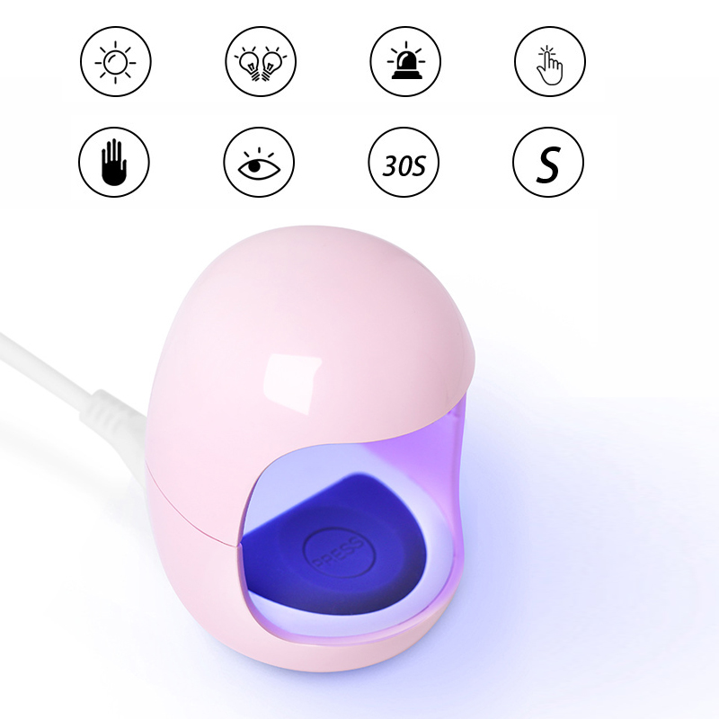 3W LED Mini Nail Lamp Egg Shape Timing Phototherapy Nail Gel Dryer Lamp USB Interface Intelligent Induction Manicure Light