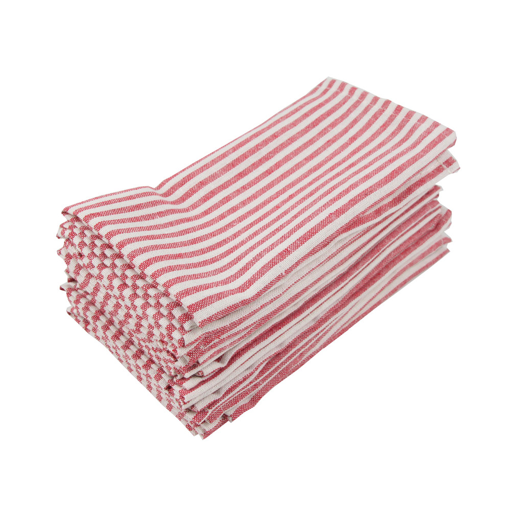 Plain Striped Linen Cotton Dinner Cloth Napkins Set of 12 (40 x 30 cm) 8 Colors for Events & Home Use