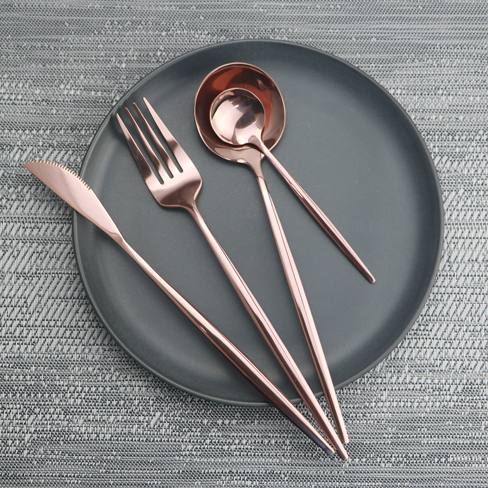 24Pcs Black Gold Cutlery Set Mirror Dessert Fork Flatware Set 304 Stainless Stee Dinnerware Set Kitchen Tableware Silverware