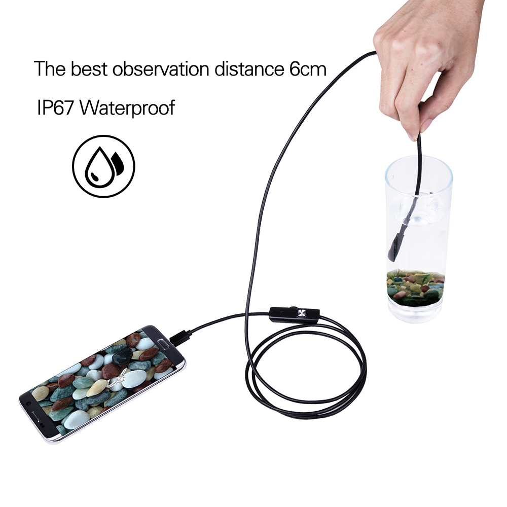 7mm Endoscope Camera Micro USB Mini Camcorders 10 M Flexible IP67 Waterproof 6 LED Video Inspection Borescope for Android phone