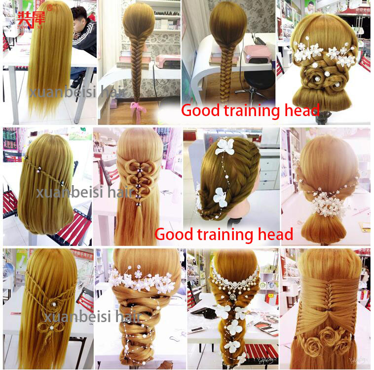 Thick Blonde Long Hair Training Head Professional Bride Hairdressing Dummy Manikin Dolls Good Synthetic Hair Mannequin Head