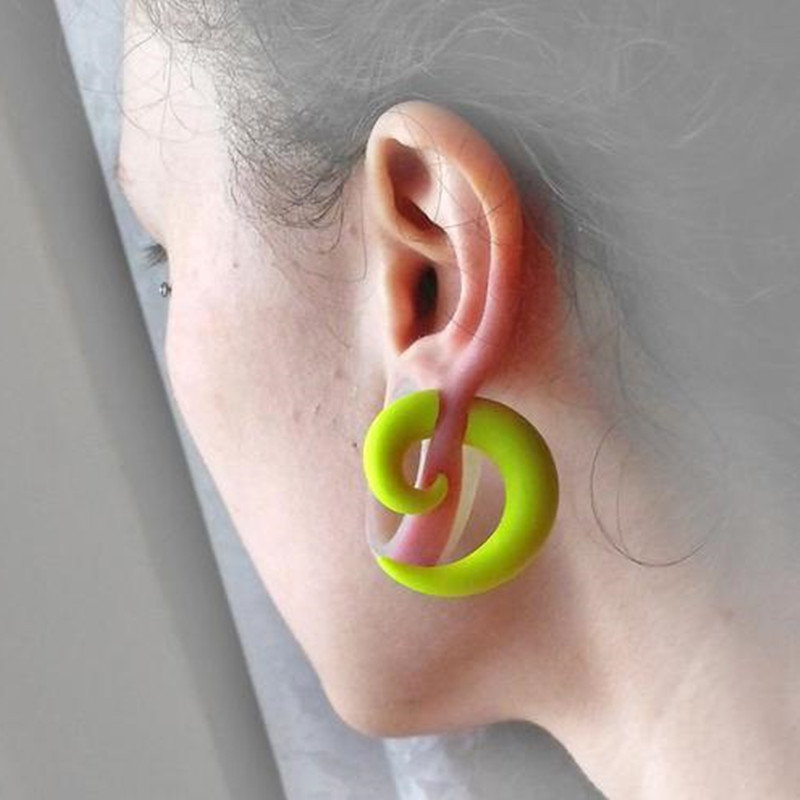 1Pair Fake Ear Spiral Taper Gauges Earring Snail Faux Ear Piercing Plug Cheater Tunnels Expander Stretchers Piercing Orelha Punk