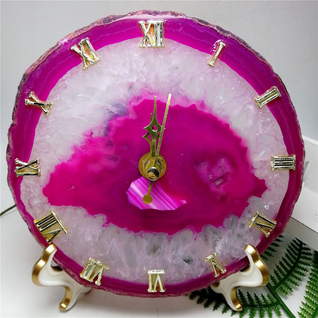120-130mm natural agate slice hand crystal craft clock healing crystal decoration