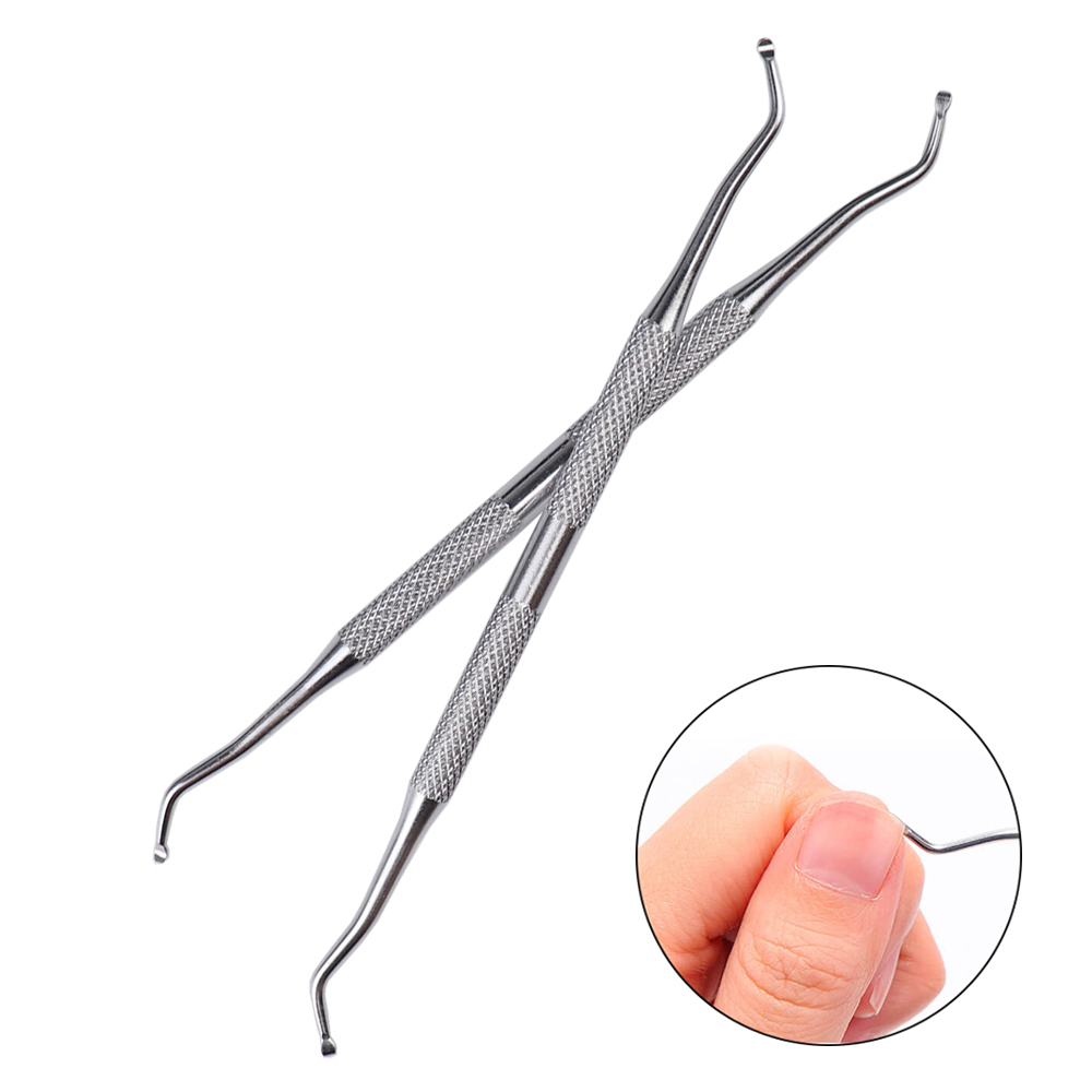 Double Head Ingrown Toe Nail Lifter Paronychia Pedicure Foot Nail Dirt Cleaning Spoon Stainless Steel Manicure Foot Care Tools